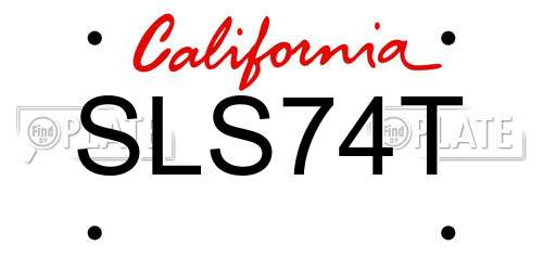 SLS74T California License Plate
