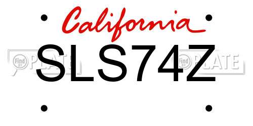 SLS74Z California License Plate