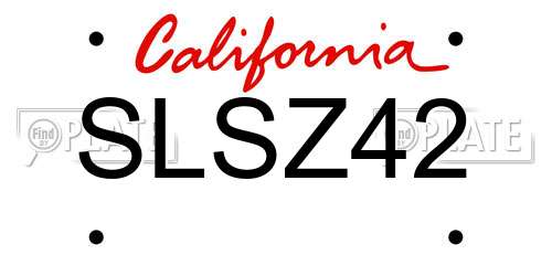 SLSZ42 California License Plate