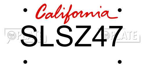 SLSZ47 California License Plate