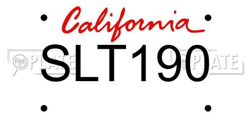 SLT190 California License Plate