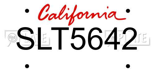 SLT5642 California License Plate