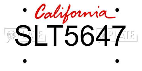 SLT5647 California License Plate