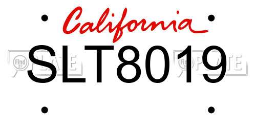 SLT8019 California License Plate