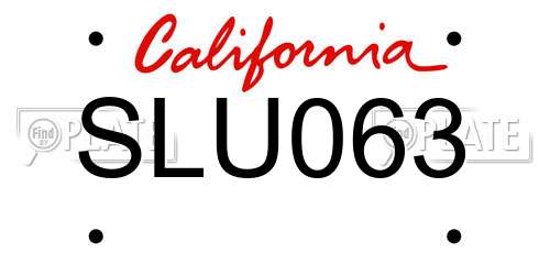 SLU063 California License Plate