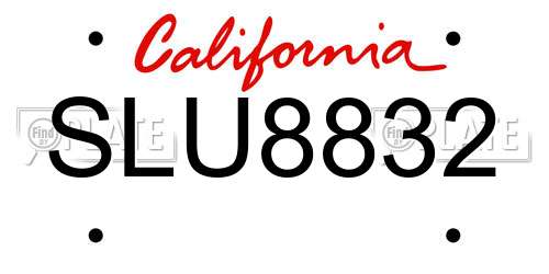 SLU8832 California License Plate