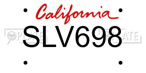 SLV698 California License Plate