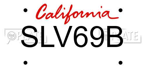 SLV69B California License Plate