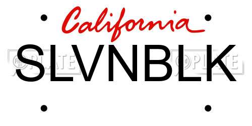 SLVNBLK California License Plate