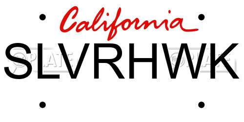 SLVRHWK California License Plate