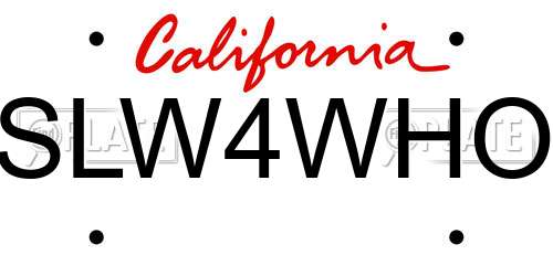 SLW4WHO California License Plate