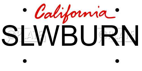 SLWBURN California License Plate