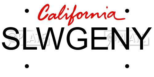 SLWGENY California License Plate