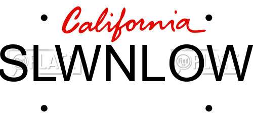 SLWNLOW California License Plate