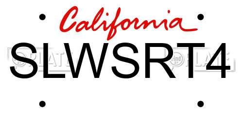 SLWSRT4 California License Plate