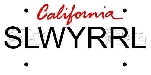 SLWYRRL California License Plate