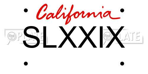 SLXXIX California License Plate
