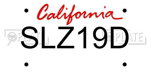 SLZ19D California License Plate