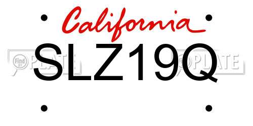 SLZ19Q California License Plate