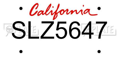 SLZ5647 California License Plate