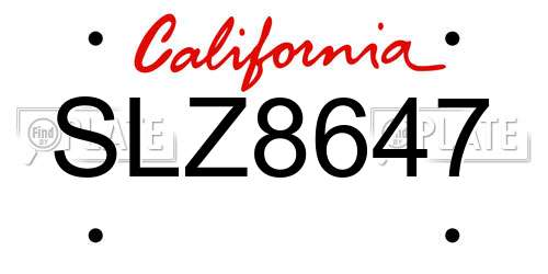 SLZ8647 California License Plate