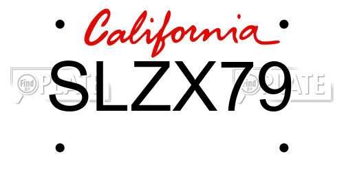 SLZX79 California License Plate