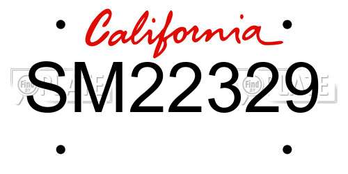 SM22329 California License Plate