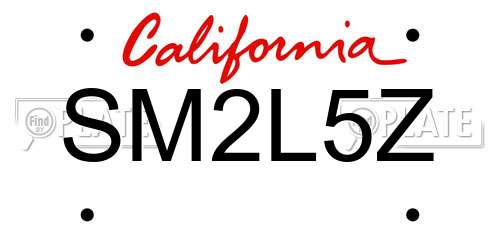 SM2L5Z California License Plate