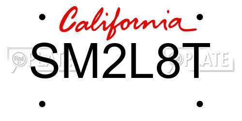 SM2L8T California License Plate