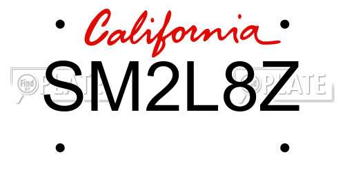 SM2L8Z California License Plate