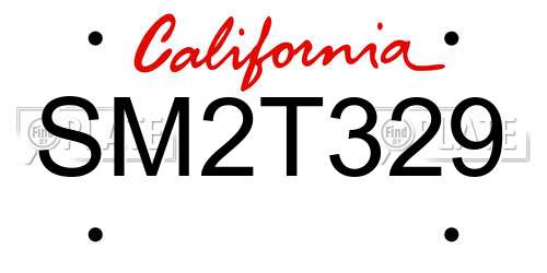 SM2T329 California License Plate