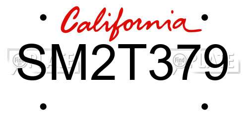 SM2T379 California License Plate