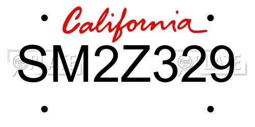 SM2Z329 California License Plate