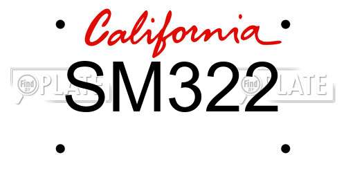 SM322 California License Plate