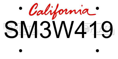 SM3W419 California License Plate