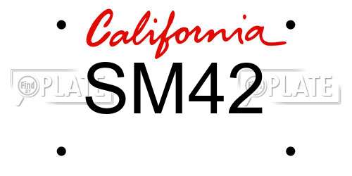 SM42 California License Plate