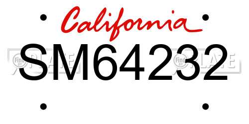 SM64232 California License Plate