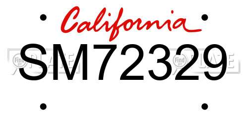 SM72329 California License Plate