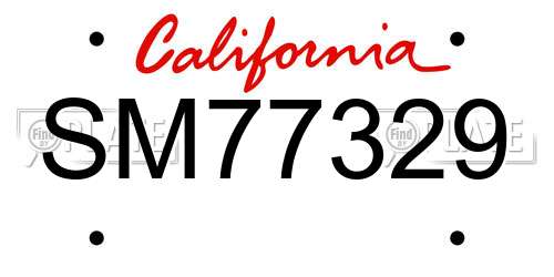 SM77329 California License Plate