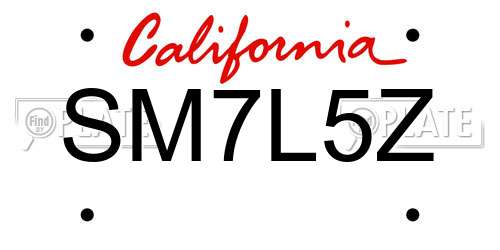 SM7L5Z California License Plate