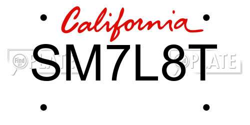 SM7L8T California License Plate