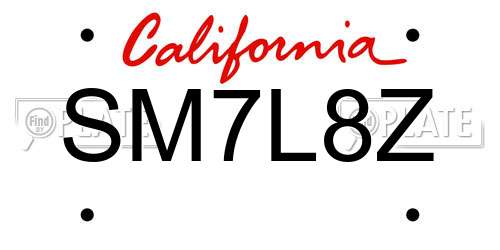 SM7L8Z California License Plate