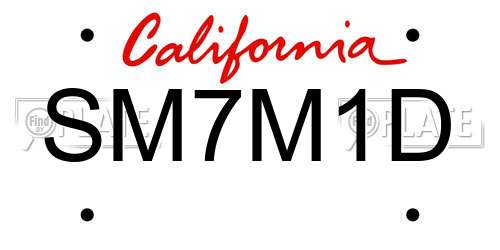 SM7M1D California License Plate