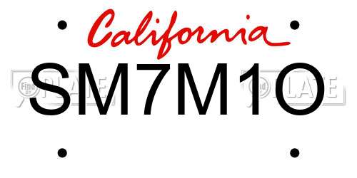 SM7M1O California License Plate