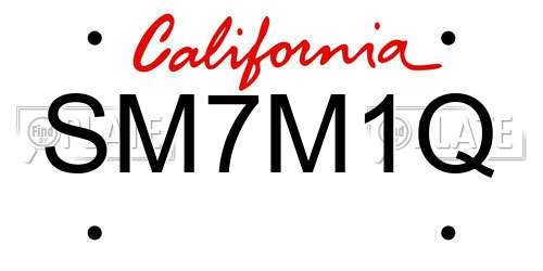 SM7M1Q California License Plate
