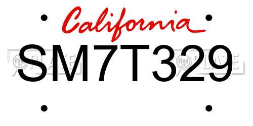 SM7T329 California License Plate
