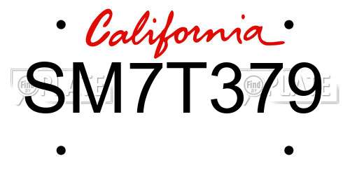 SM7T379 California License Plate
