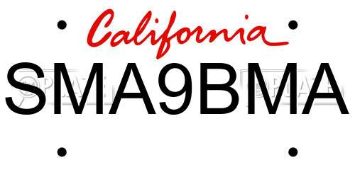 SMA9BMA California License Plate