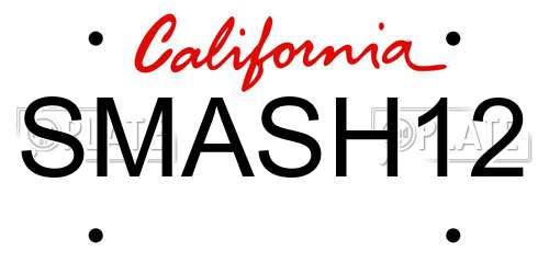 SMASH12 California License Plate