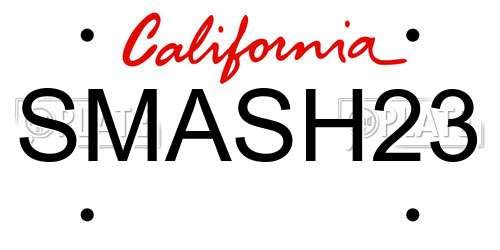 SMASH23 California License Plate